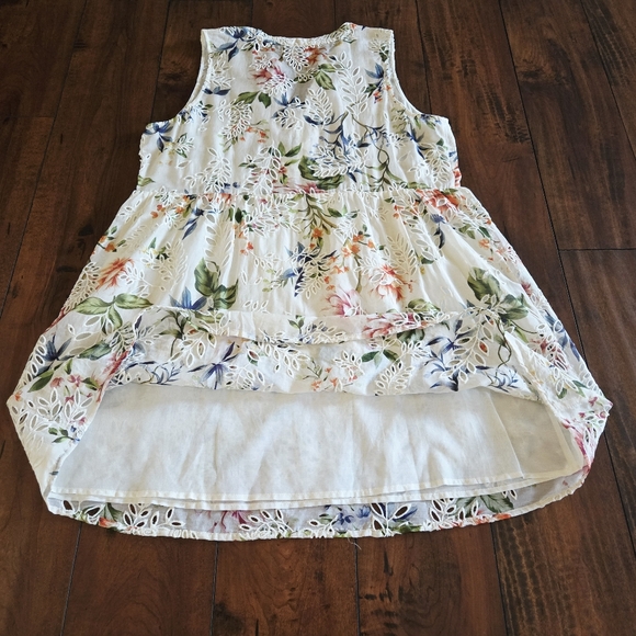 Johnny Was Jade Caprice Women Floral Lace Up Eyelet Silk Blend Mini Dress Size L - Picture 9 of 10